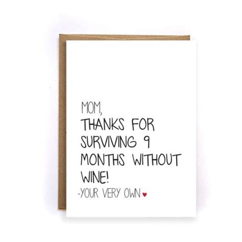Funny Thank You Mom Wine Card Unique Mothers Day Card Mom Birthday