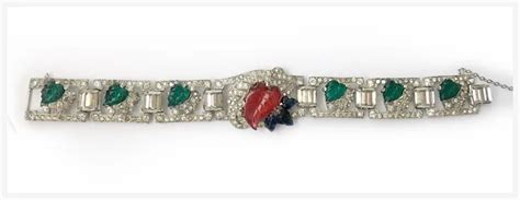 Art Deco Era Fruit Salad Bracelet A La Cartier Tutti Frutti Ruby