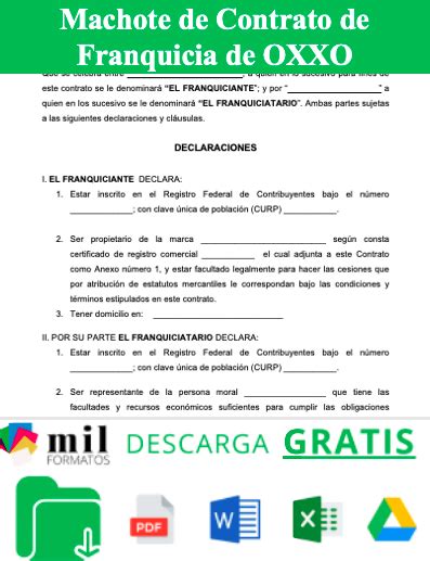 Ejemplo De Contrato De Franquicia Oxxo Ejemplos Y Formatos