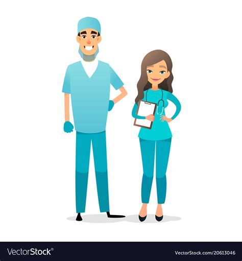 Doctor And Nurse Team Cartoon Medical Staff Vector Image