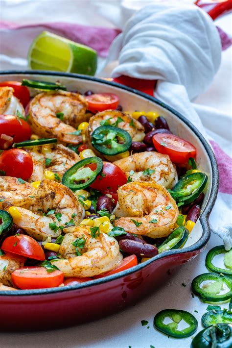 This Clean Eating Spicy Shrimp Skillet Explodes With Flavor Clean