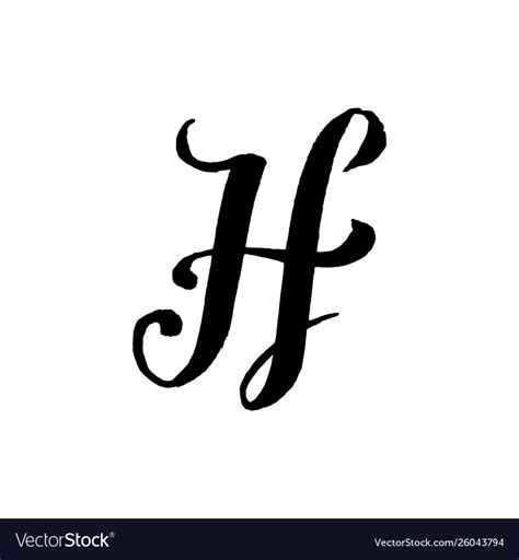 Beautiful Hand Written Capital Letter H With Curls