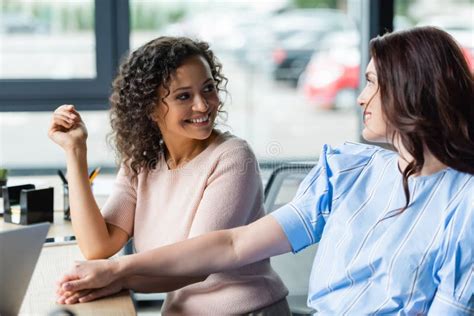 Joyful Interracial Lesbian Women Holding Hands Stock Image Image Of Homosexual Multiethnic