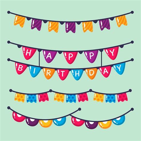 Birthday Decoration With Party Ribbons Free Vector