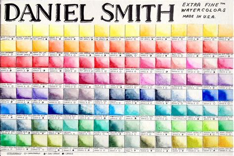 Daniel Smith Extra Fine Watercolors Color Chart Color Mixing Chart