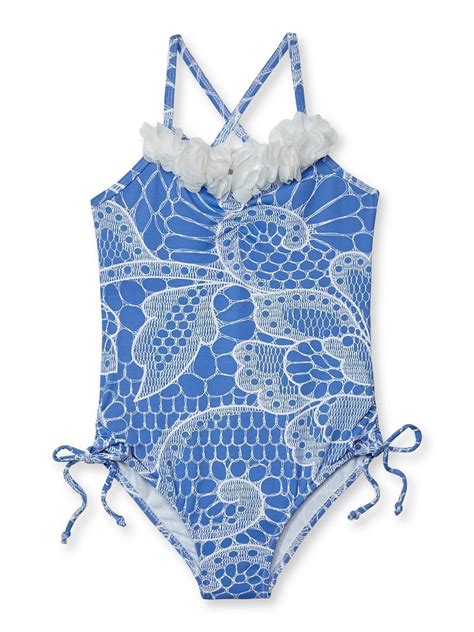 stella cove stella cove girls blue floral print side tie one piece swimsuit
