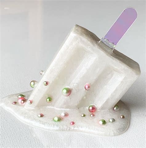 Pearl White Sprinkled Melting Popsicle Resin Sculpture Etsy