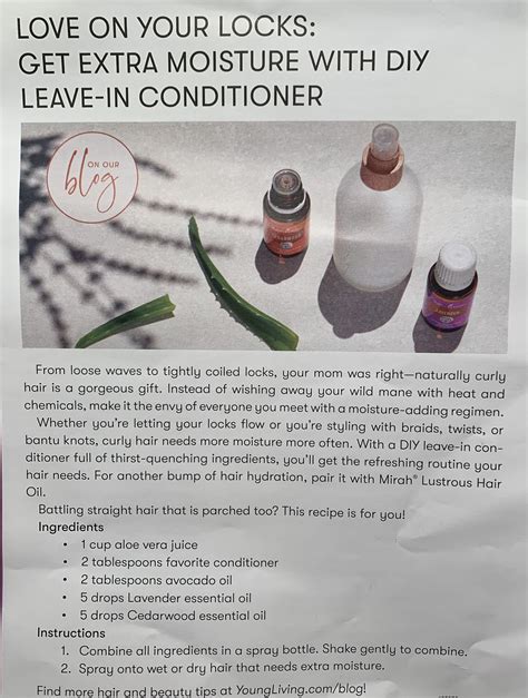 Young Living Diy Leave In Conditioner Spray Natural Skin Hair Natural