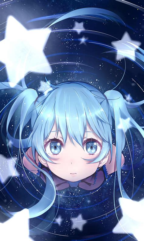 1920x1080px 1080p Free Download Spinning Stars Anime Blue Hatsune