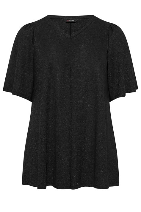 Curve Plus Size Black Pleat Swing Top Yours Clothing