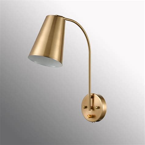 Modern Yellow Gold Plug In Wall Lights Set Of 2 Claxy