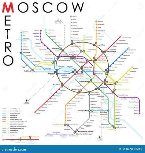 High Definition Moscow Metro Map Edittable Vector Illustration Stock