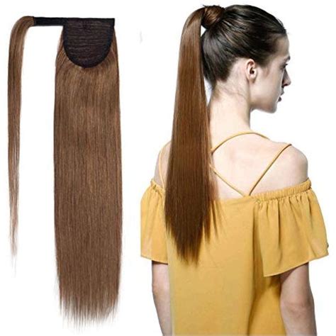 100 Remy Human Hair Ponytail Extension Wrap Around One Light Brown