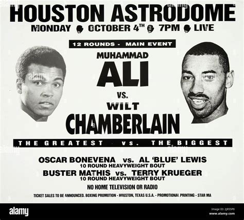 1971 Muhammad Ali Vs Wilt Chamberlain Fight Poster Stock Photo Alamy