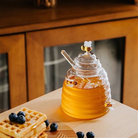 China Beehive Glass Honey Jar With Wood Dipper Manufacturers Suppliers Factory Uni Shine
