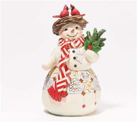 Jim Shore Heartwood Creek Snowman Figurine With Cardinals Nest