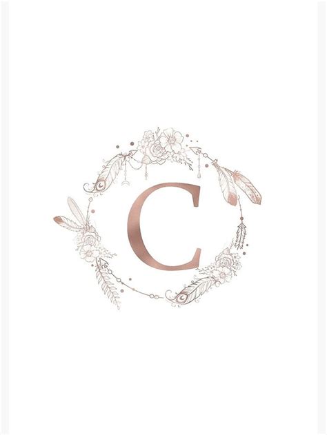 Letter C Rose Gold Pink Initial Monogram Spiral Notebook For Sale By