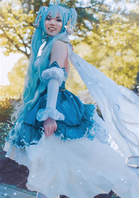 hot vocaloid cosplay v girl snow miku star and princess costume dress blue halloween costumes