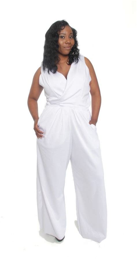 White Plus Size Jumpsuits For Evening Plus Size Jumpsuit