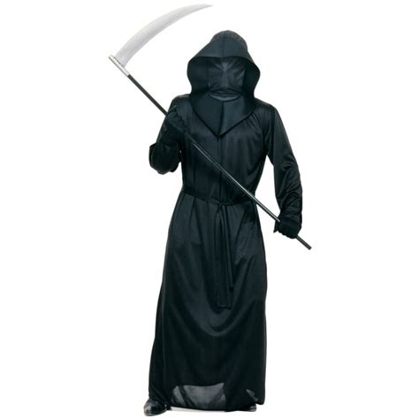 Mesh Face Black Robe Grim Reaper Costume Robe