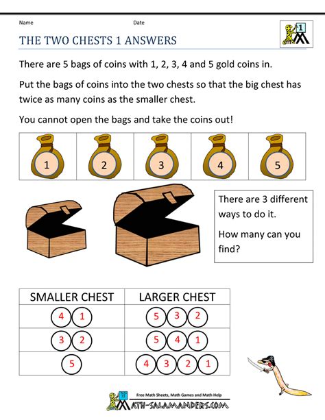 Math Puzzles For 1st Grade