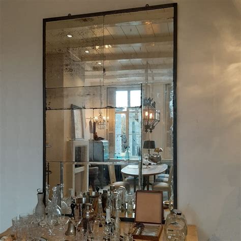 Large Mirror Made Of Antique Mirror Glass In Black Steel Frame Piet Jonker