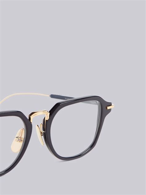 Tb423 Navy And White Gold Clubmaster Glasses Thom Browne Official