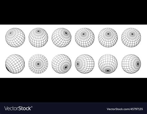 Wireframe Globe Grid Spheres Spherical Grid Globe Vector Image