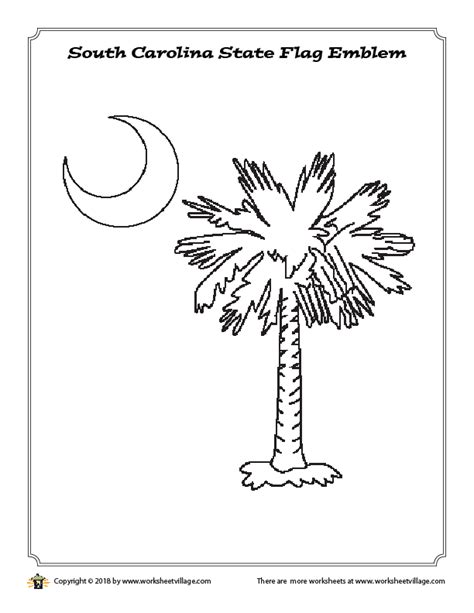 South Carolina State Flag Emblem Coloring Page Worksheet Village