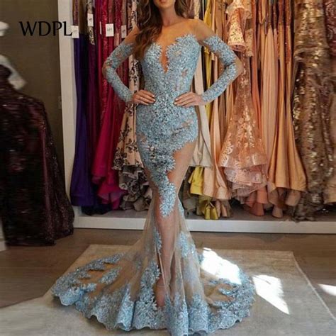 Lebanon Couture Evening Dresses Dubai Turkish Arabic Sexy Long Formal Gowns Dusty Blue Evening