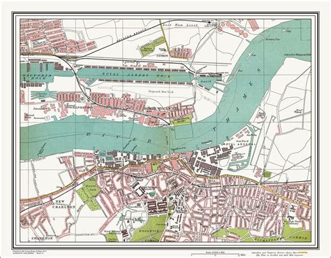 An Old Map Of The Royal Albert Dock Woolwich Area London In 1908 As