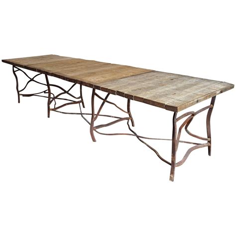 Be mindful that the width of your dining chairs and the width of the table will make an impact on the number of guests you may sit comfortably. Extra Long Rusty Base French Table | French table, Table ...