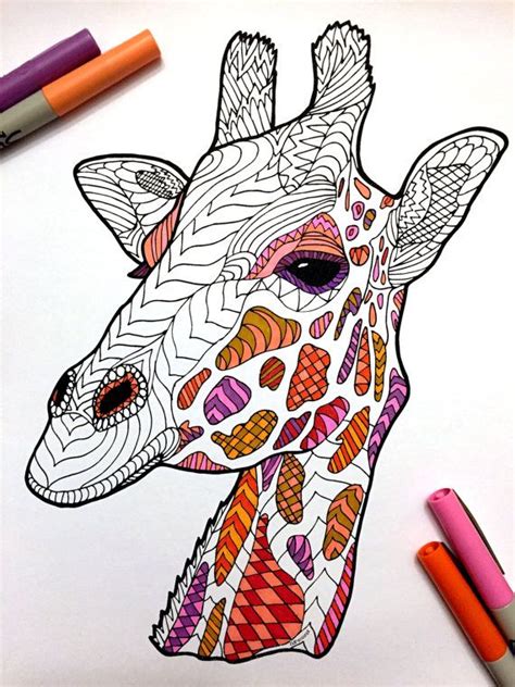 Check spelling or type a new query. Giraffe PDF Zentangle Coloring Page | Coloriages Enfants | Girafe dessin, Dessin au feutre et Dessin