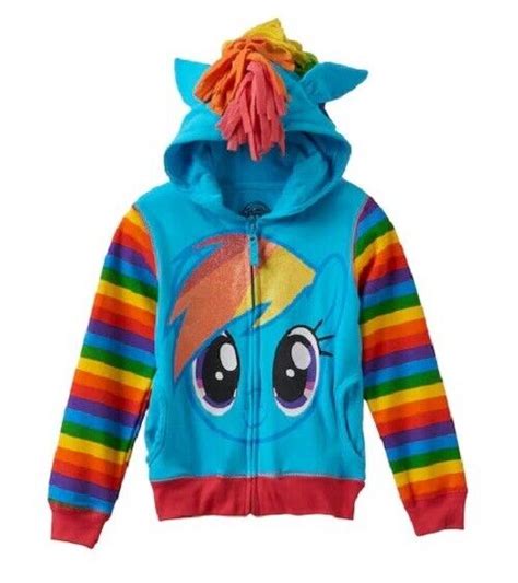 My Little Pony Hoodie Sweatshirt Zip Rainbow Dash Costume Medium 56
