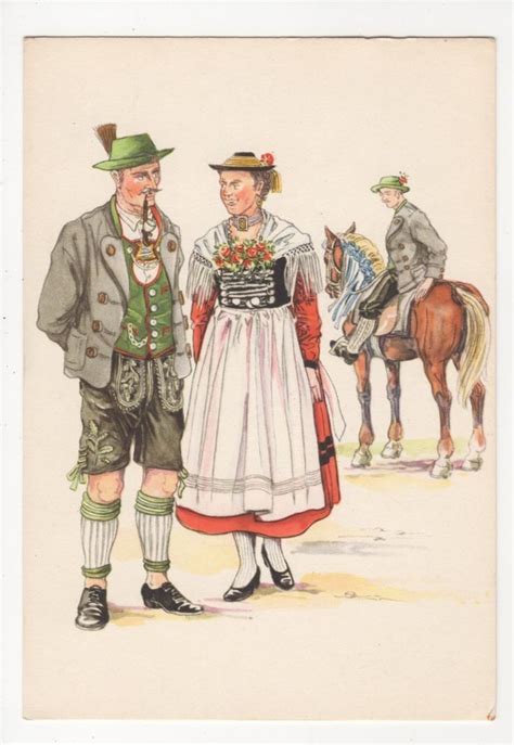 Germany Bayerische Trachten Miesbach Schliersee Art Postcard B016