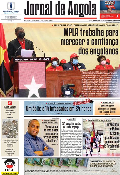 Capa Jornal De Angola De 2021 12 10
