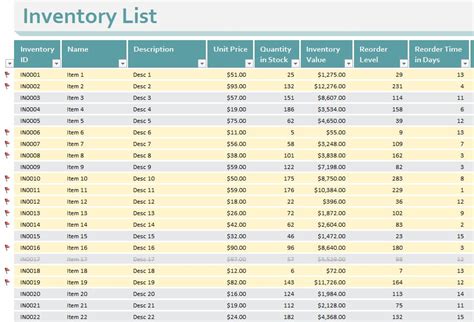 Inventory Template Inventory List Template Template Haven