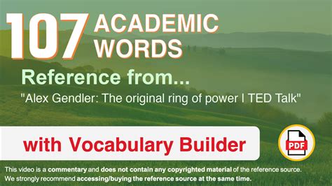 107 Academic Words Reference From Alex Gendler The Original Ring Of