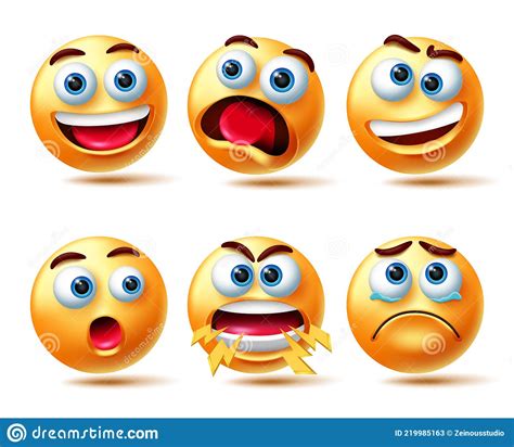 Emoticon Smileys Vector Set Smiley 3d Emojis Character In Facial
