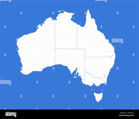 Australia Map Administrative Divisions Blue Background Blank Stock