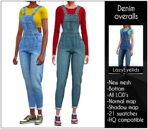 Denim Overalls At Lazyeyelids Sims 4 Updates