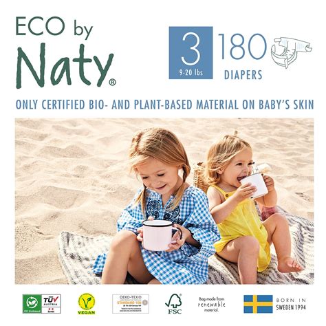 Eco By Naty Diapers For Sensitive Skin Size 3 180 Count