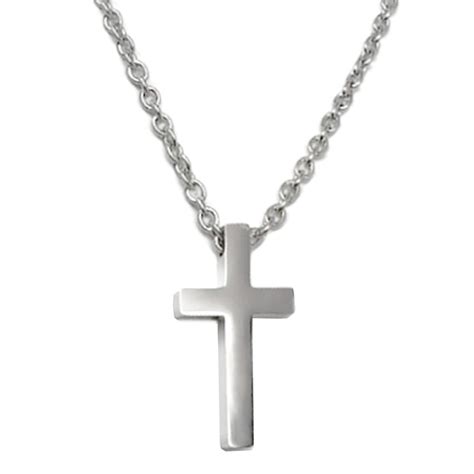 Loralyn Designs Mens Simple Stainless Steel Religious Cross Pendant Necklace 3mm Chain 20