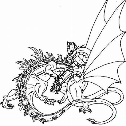 Godzilla Coloring Pages Dragon Fight Dragons Printable