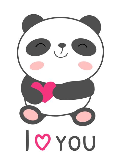 I Love You Cute Panda With Heart Vector Illustration 14244863 Vector
