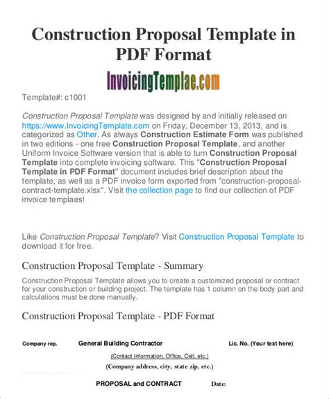 Proposal Template For Construction