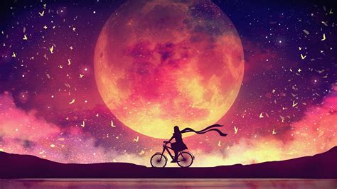 moon night scenery riding bike 4k hd wallpaper rare gallery