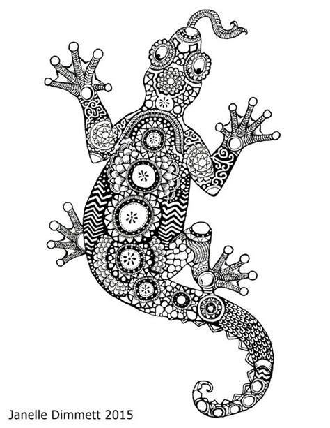 Lizard Zentangle Traditional Ink On Bristol Janelle Dimmett 2016