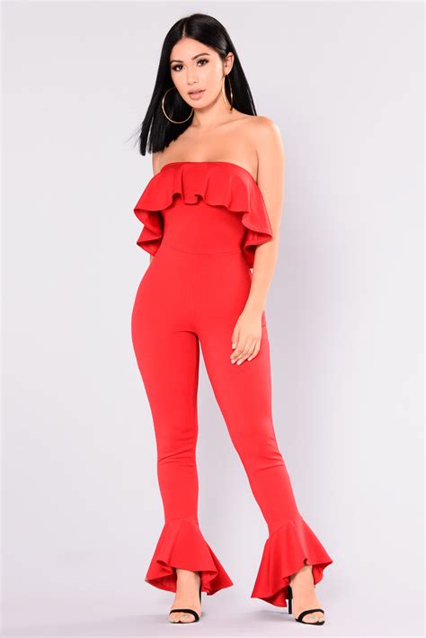 Arleen Ruffle Jumpsuit Red Fashion Nova Jumpsuits Fashion Nova