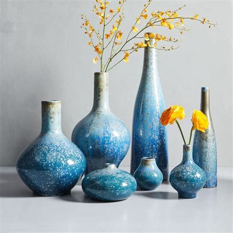 Reactive Glaze Ceramic Vases Ocean West Elm Vase With Lights